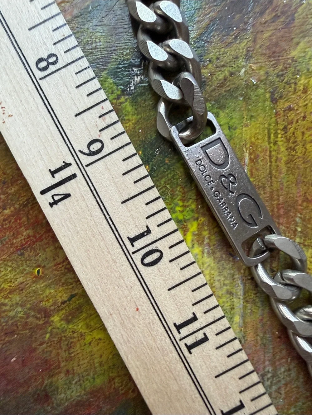 Dolce & Gabbana Silver Tone Key chain w. D&G Logo Plate Durable Heavy Vtg 15